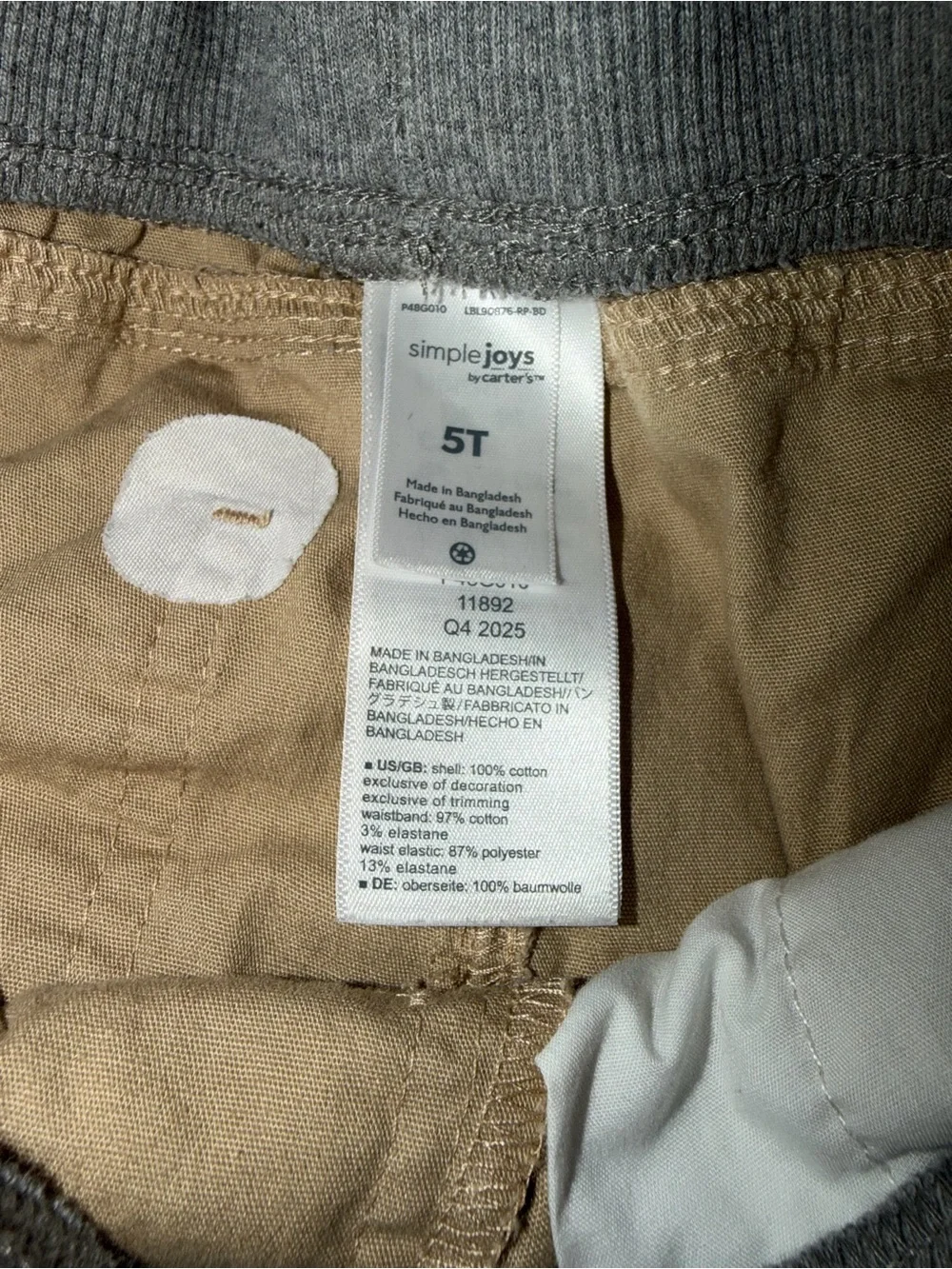 5T Cotton Pants Bundle Simple Joys Carter's Denim Khaki Navy 3 Pc